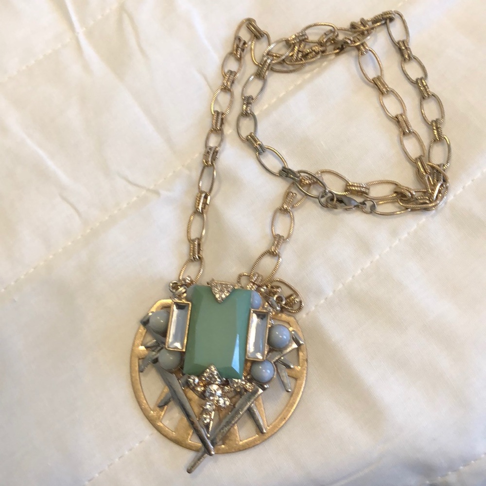 Blue and Green stone Art Deco Statement Necklace